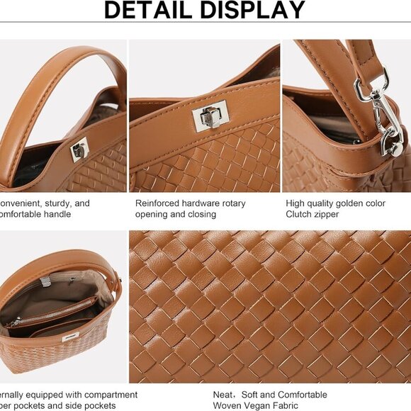 Stylish Vegan Leather Crossbody Purse with Adjustable Strap - 8.66" x 6.3" - Picture 4 of 7